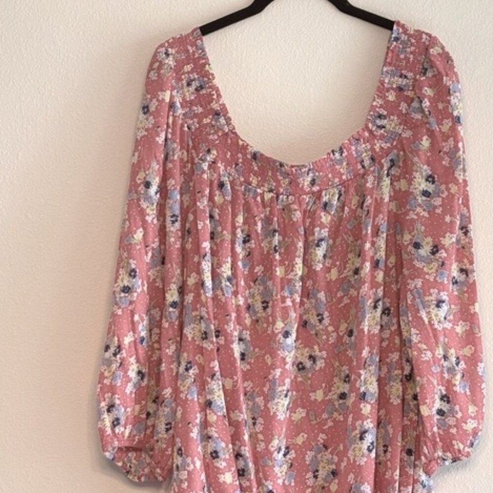 Denim Women's Salmon Floral Ruffled